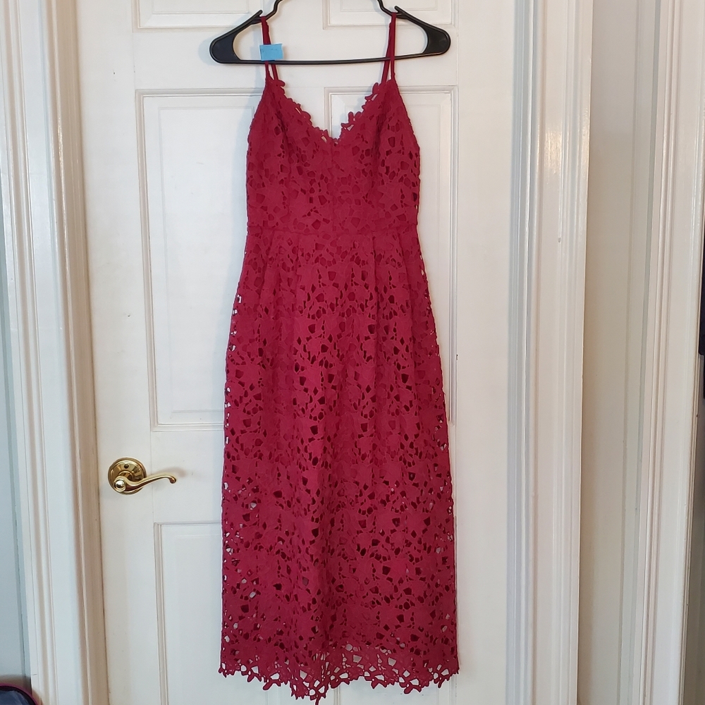 👗 ASTR Lace Midi Dress - Fit & Flair - SZ S